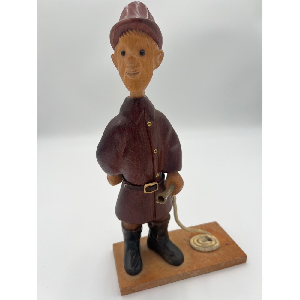 Vintage Romer 60s Solid Wood Carving Fireman Figure Woods of the World Denver
